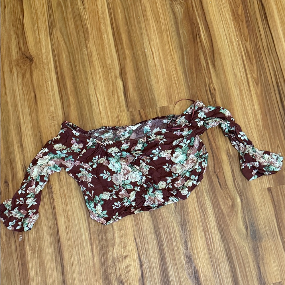 Burgundy Floral crop Top
